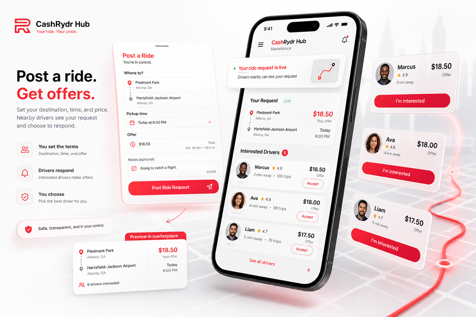 Polished CashRydr Hub marketplace marketing render