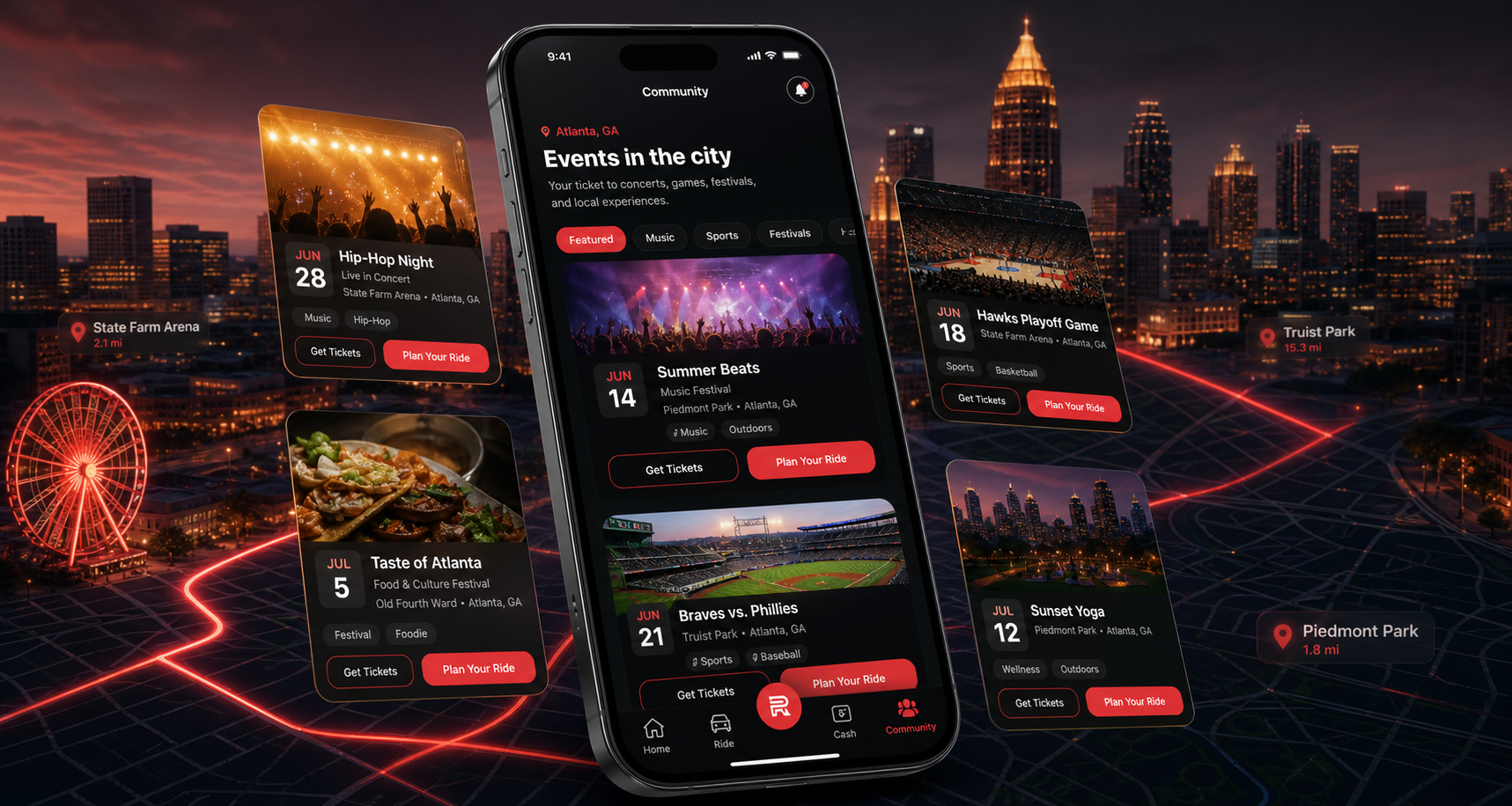 Generated Rydr Community events product render