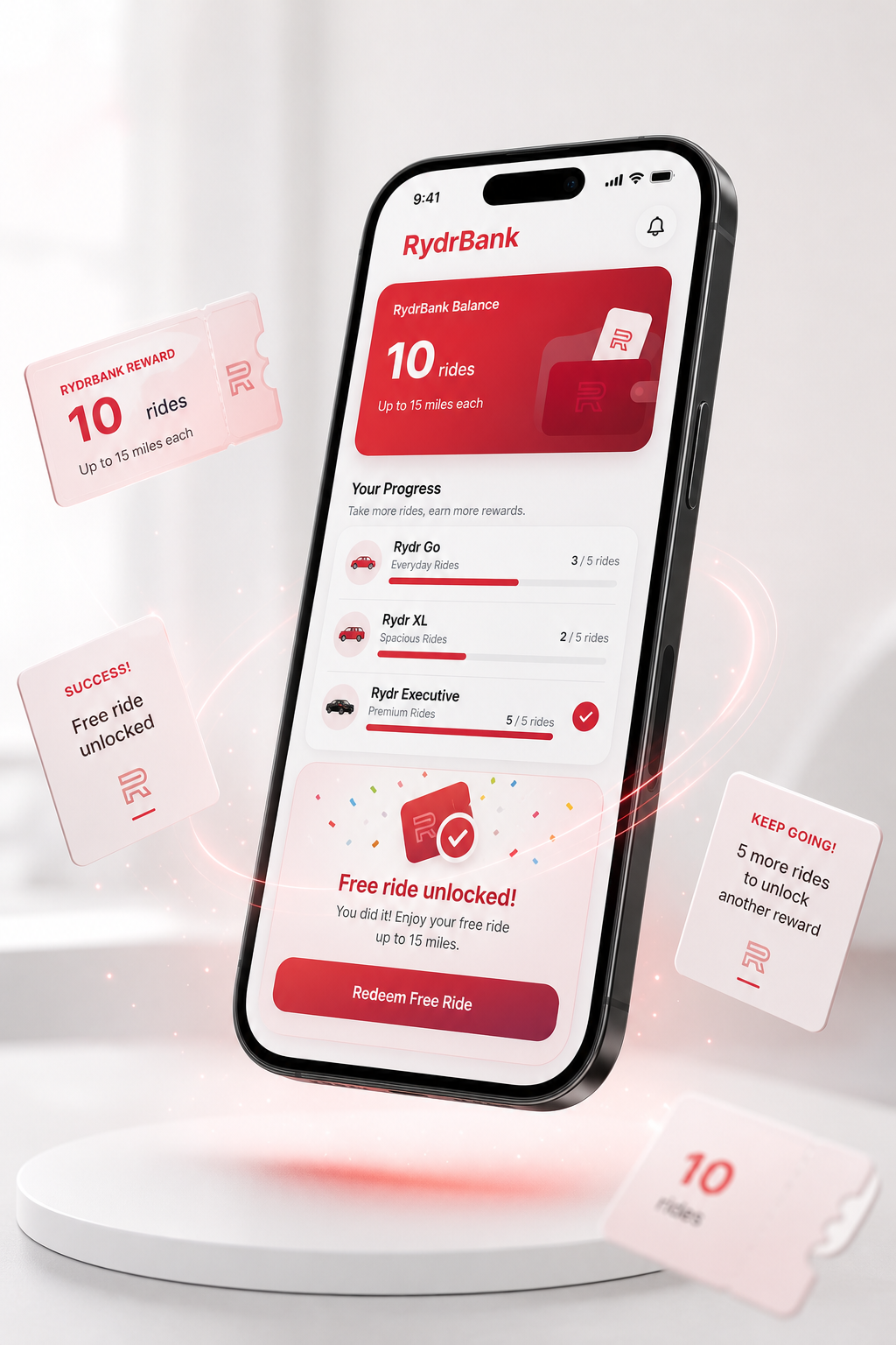 Generated RydrBank rewards product render